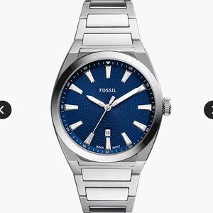 Brand New Fossil Everett Three-Hand Date Stainless Steel Watch